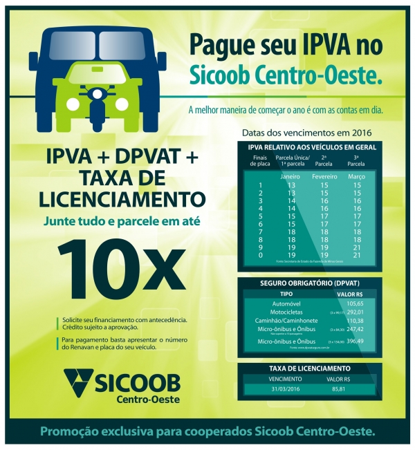 A solução para seu IPVA, você encontra no Sicoob Centro Oeste!