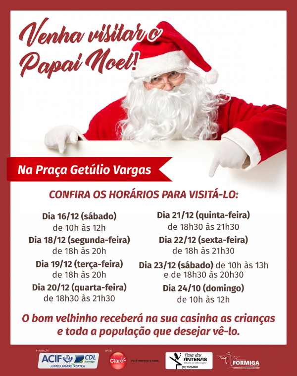 Papai Noel estará em sua casinha a partir do próximo sábado