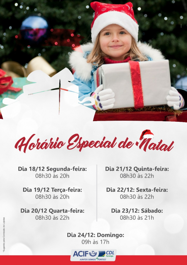 Fique atento ao Horário Especial de Natal