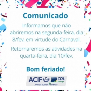 Comunicado de carnaval