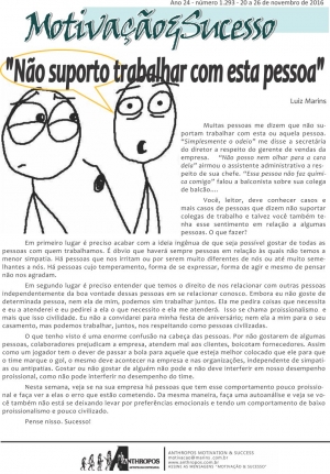 &quot;Não suporto trabalhar com esta pessoa&quot;