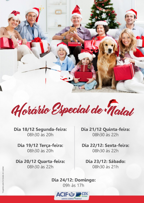 A ACIF/CDL divulga o horário especial de Natal