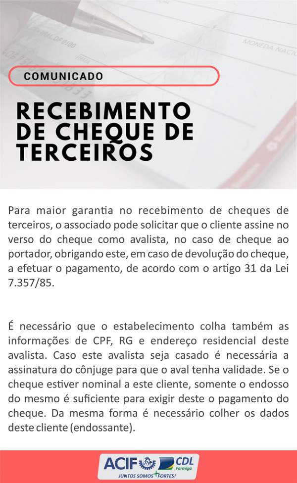 Como evitar recebimento de cheques falsos - Associação Comercial,  Industrial e Agrícola de Araras