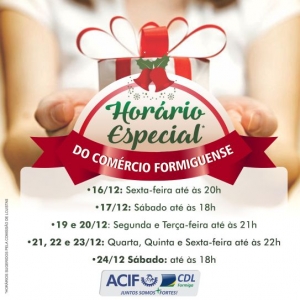 Horário Especial de Natal para o Comércio Formiguense